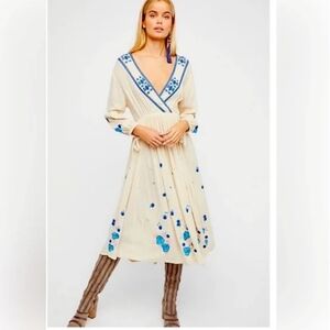 Free People Enchanted Forest Midi Dress (Ivory, XS)